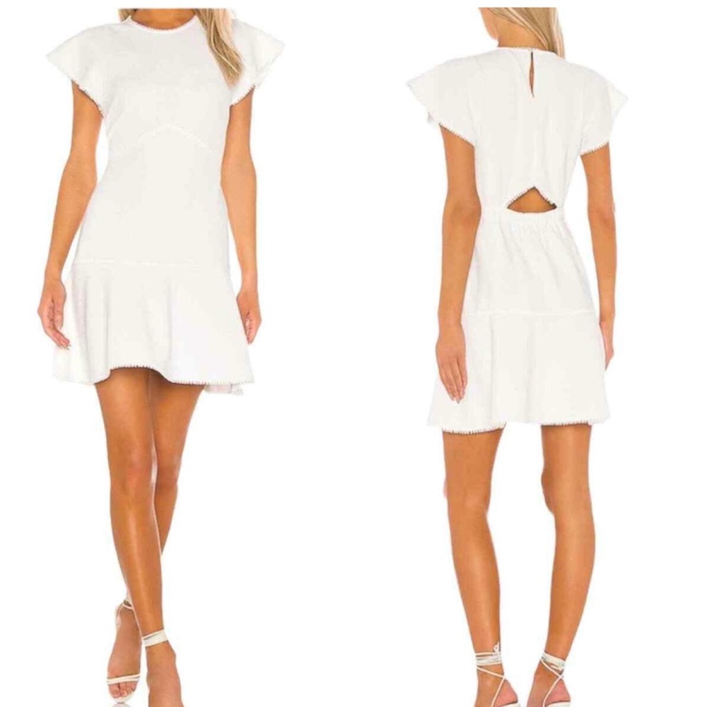 Joie White Fit and Flare Mini Dress with Flutter Sleeves